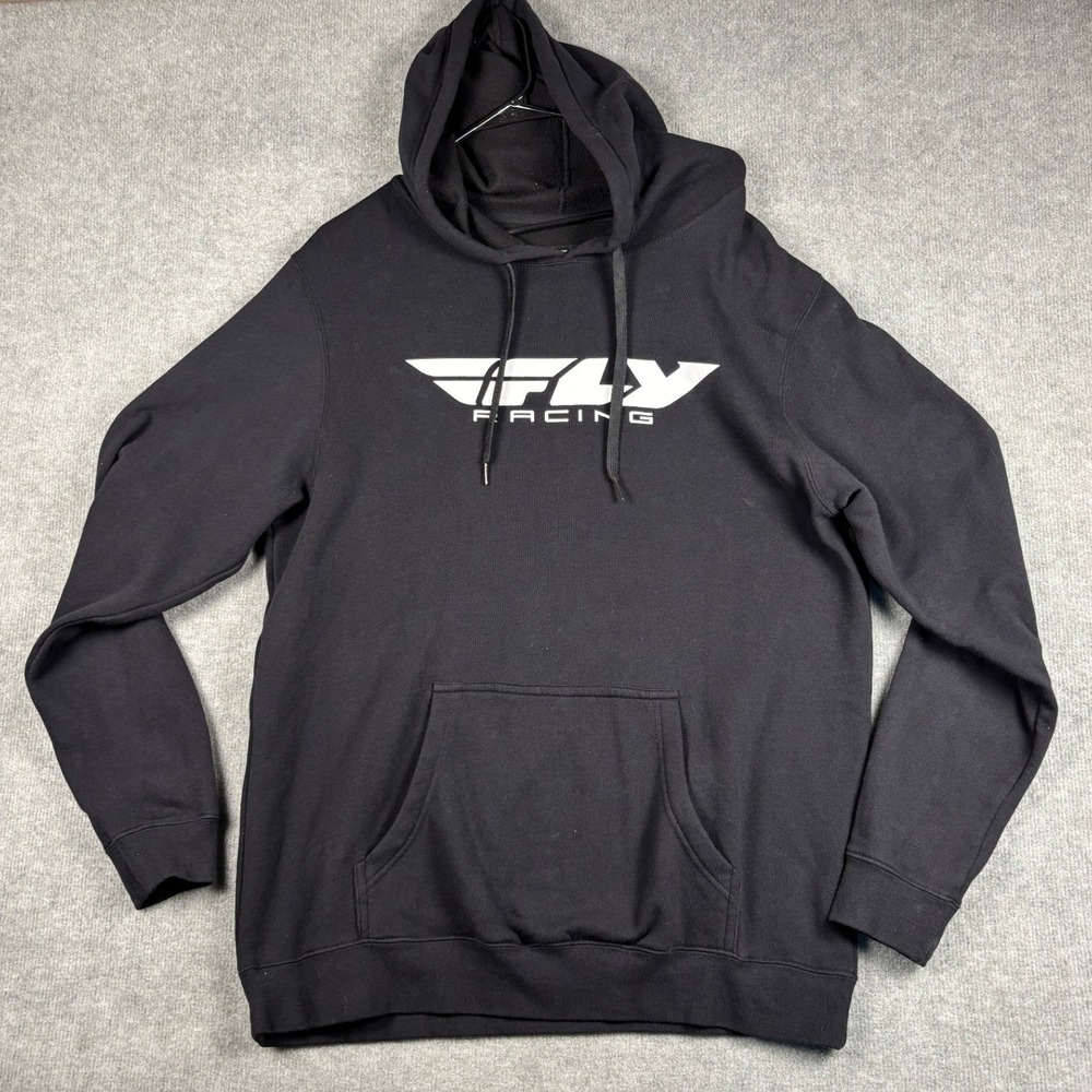 Fly Racing Genuine Apparel Hoodie Logo Pullover Sweatshirt Large Black